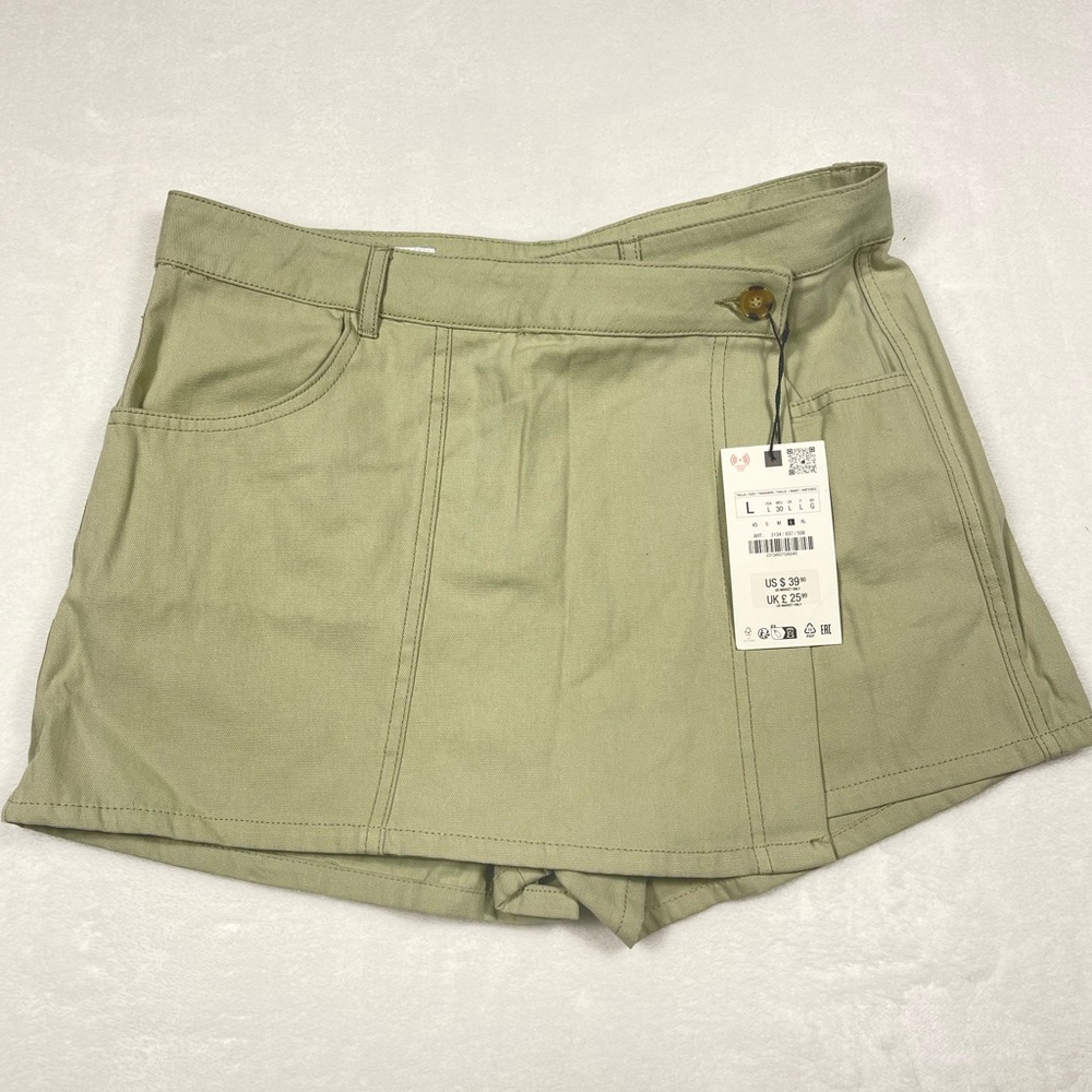 NWT Zara Sage Skorts: summer casual resort mini French Chic Sz L